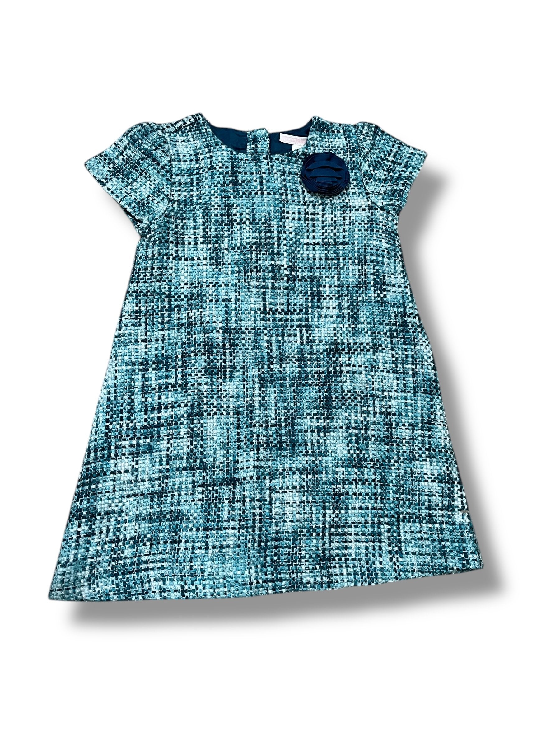 Size 2 Janie and jack teal woven dress with teal flower and cardigan Default Title / 2 / Girl