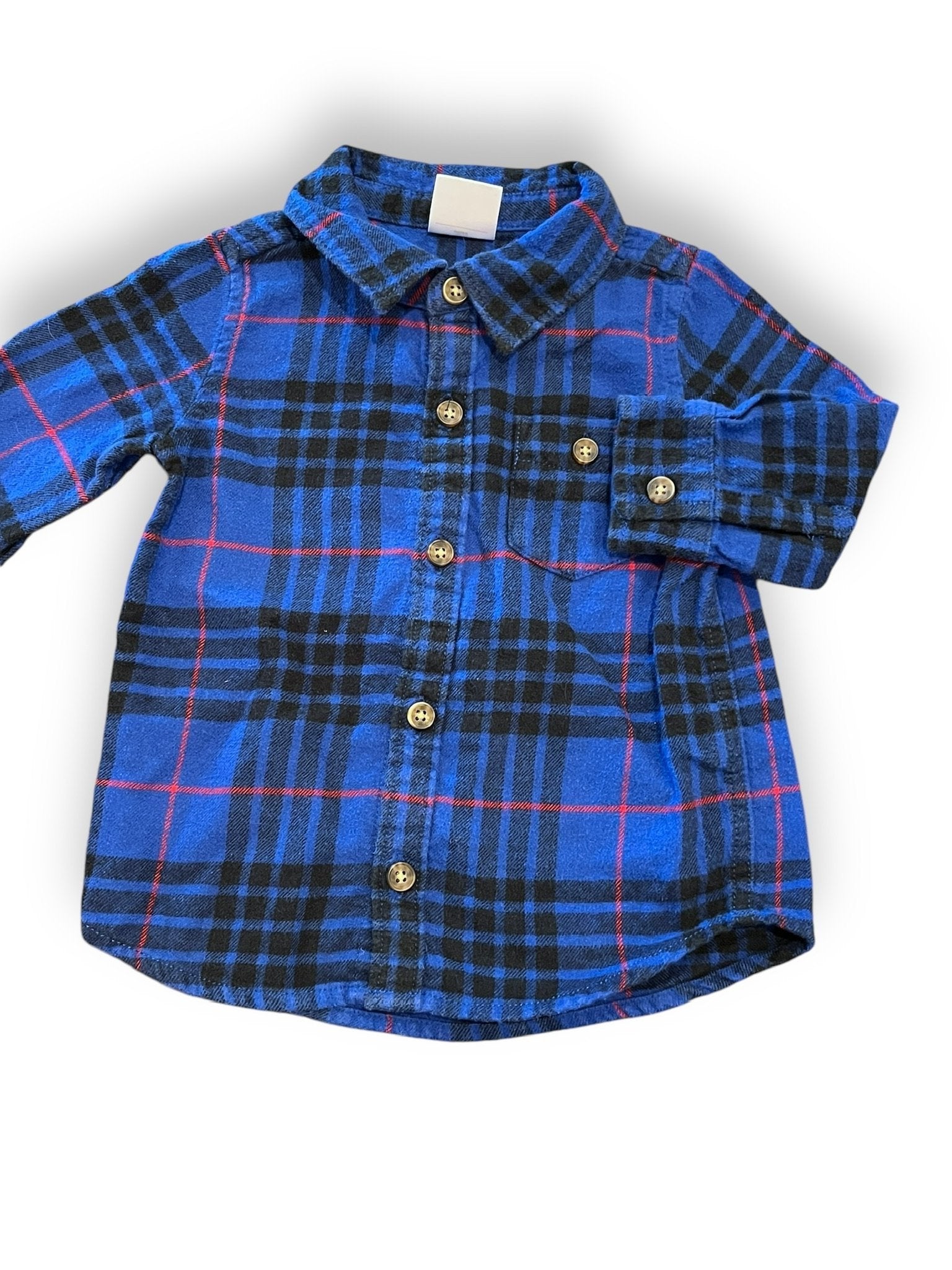 Size 12-18 month Hanna Andersson Blue Plaid Flannel Button Down Default Title / 12-18 month / Boy