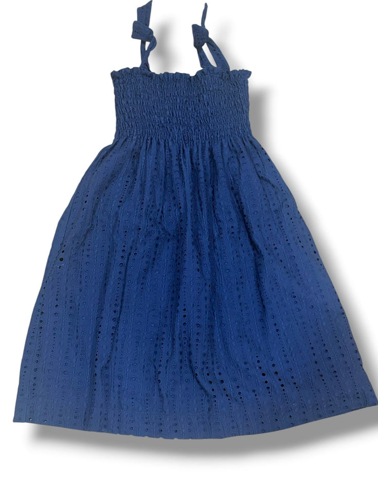 Size 10 Bella Bliss navy eyelet dress with smocked chest Default Title / 10 / Girl