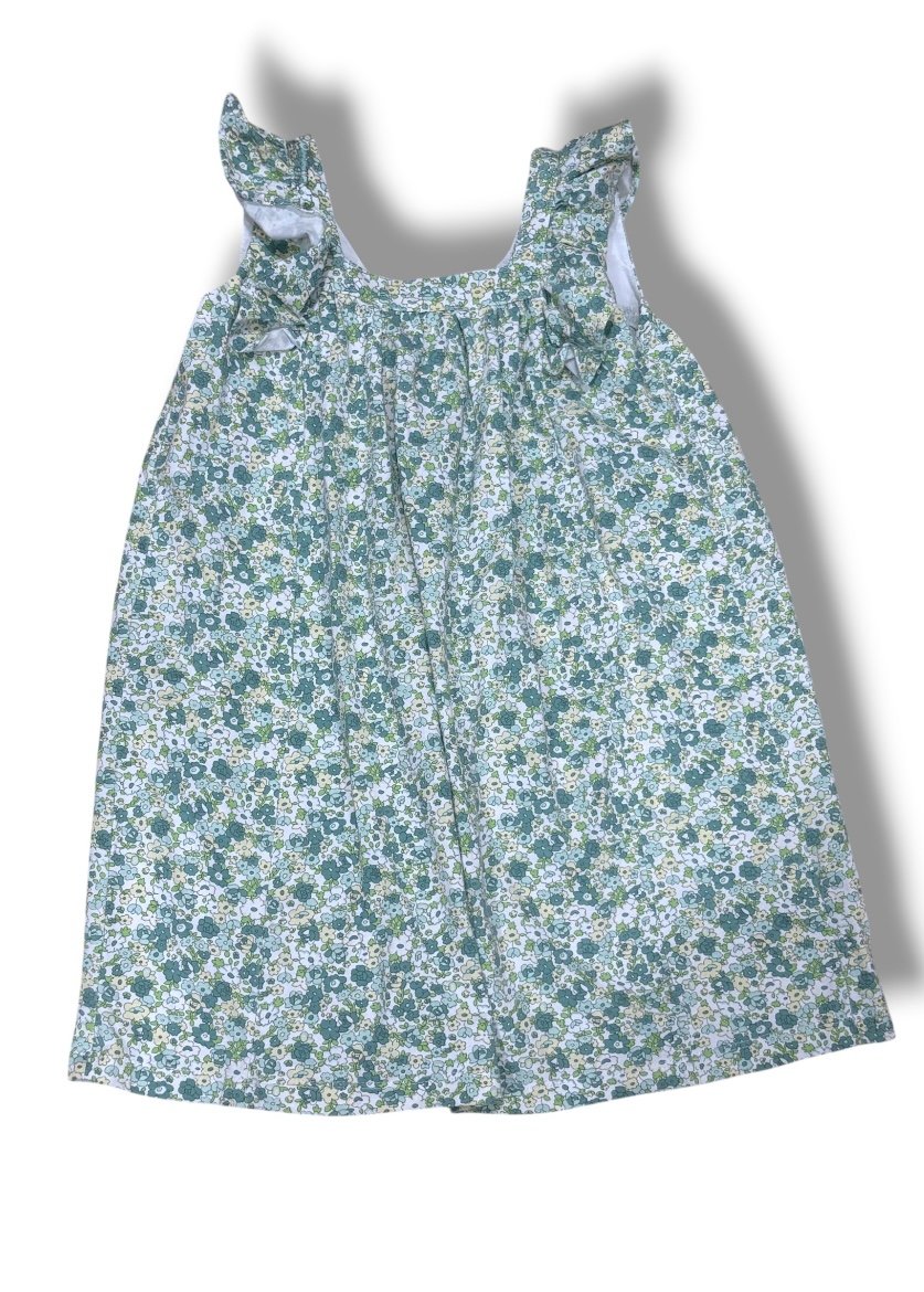 Size 5 Bibsy green/white/yellow floral dress with ruffle sleeves Default Title / 5 / Girl