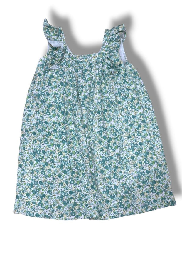 Size 5 Bibsy green/white/yellow floral dress with ruffle sleeves Default Title / 5 / Girl