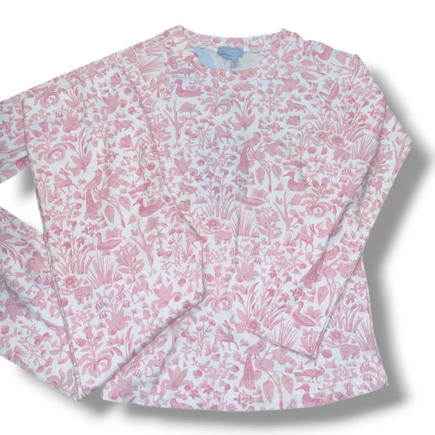 Size 9-10 Hill House two-piece long-sleeve pajamas white with pink plants, animals NWT Default Title / 10-Sep / Girl