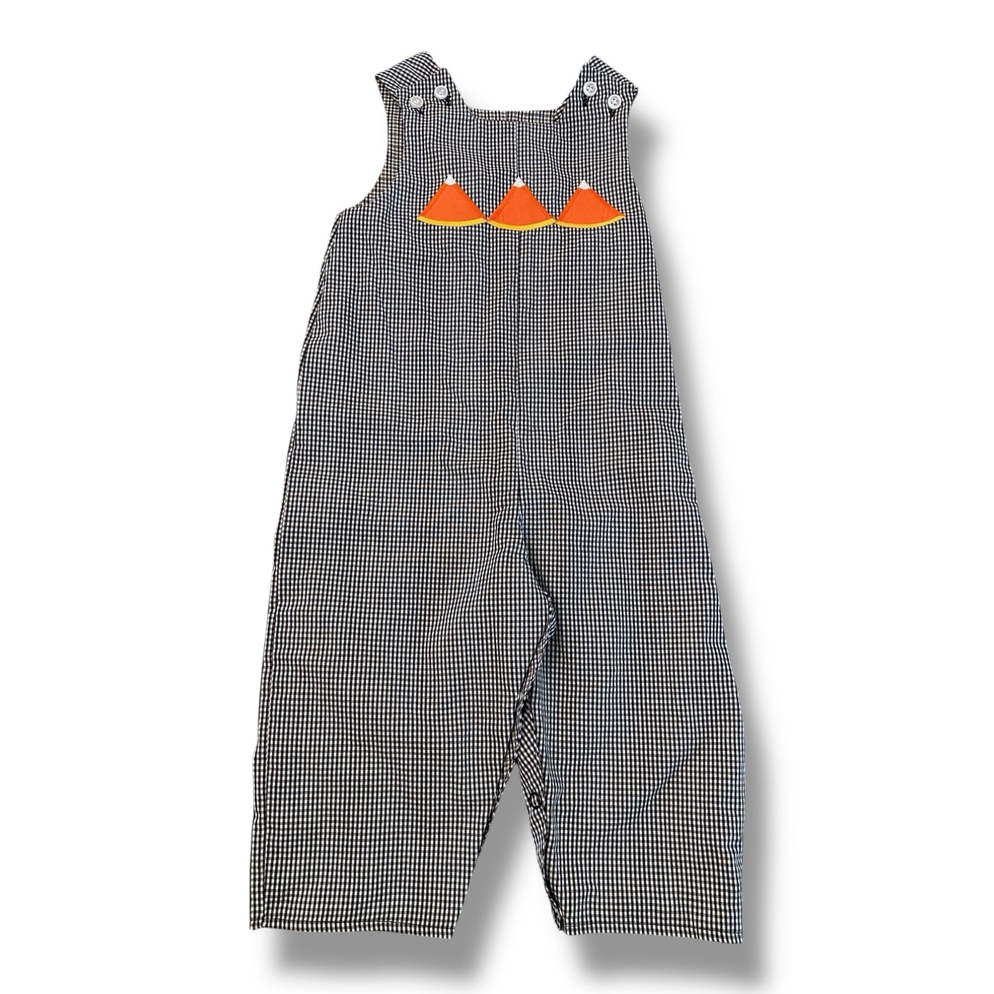 Size 12 month Bailey Boys black and white checkered longall with pumpkin pie embroidery - NWT Default Title / 12 / Boy