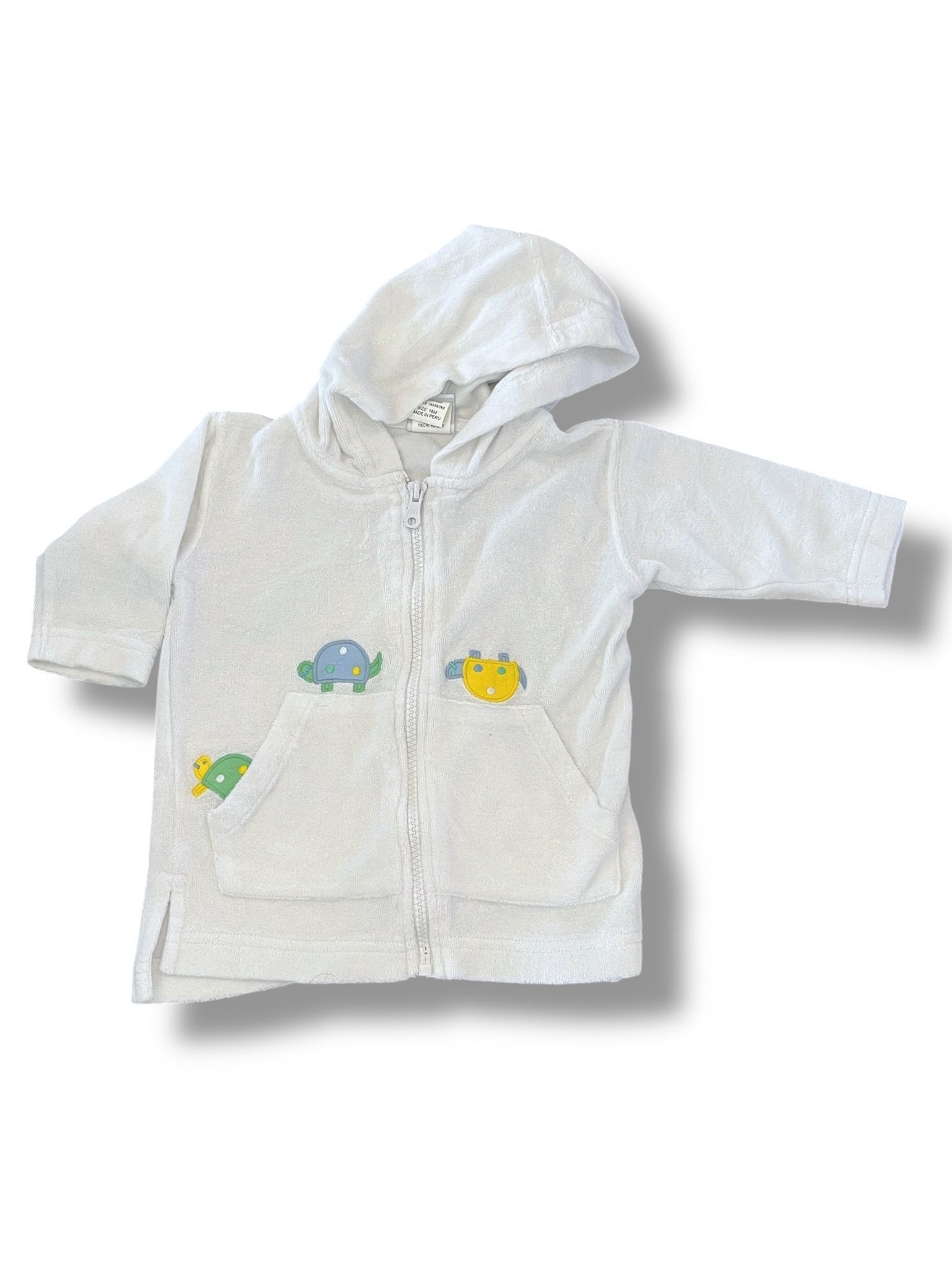 Size 18 month Florence Eiseman white knitted terry zip up coverup with turtles Default Title / 18 month / Boy