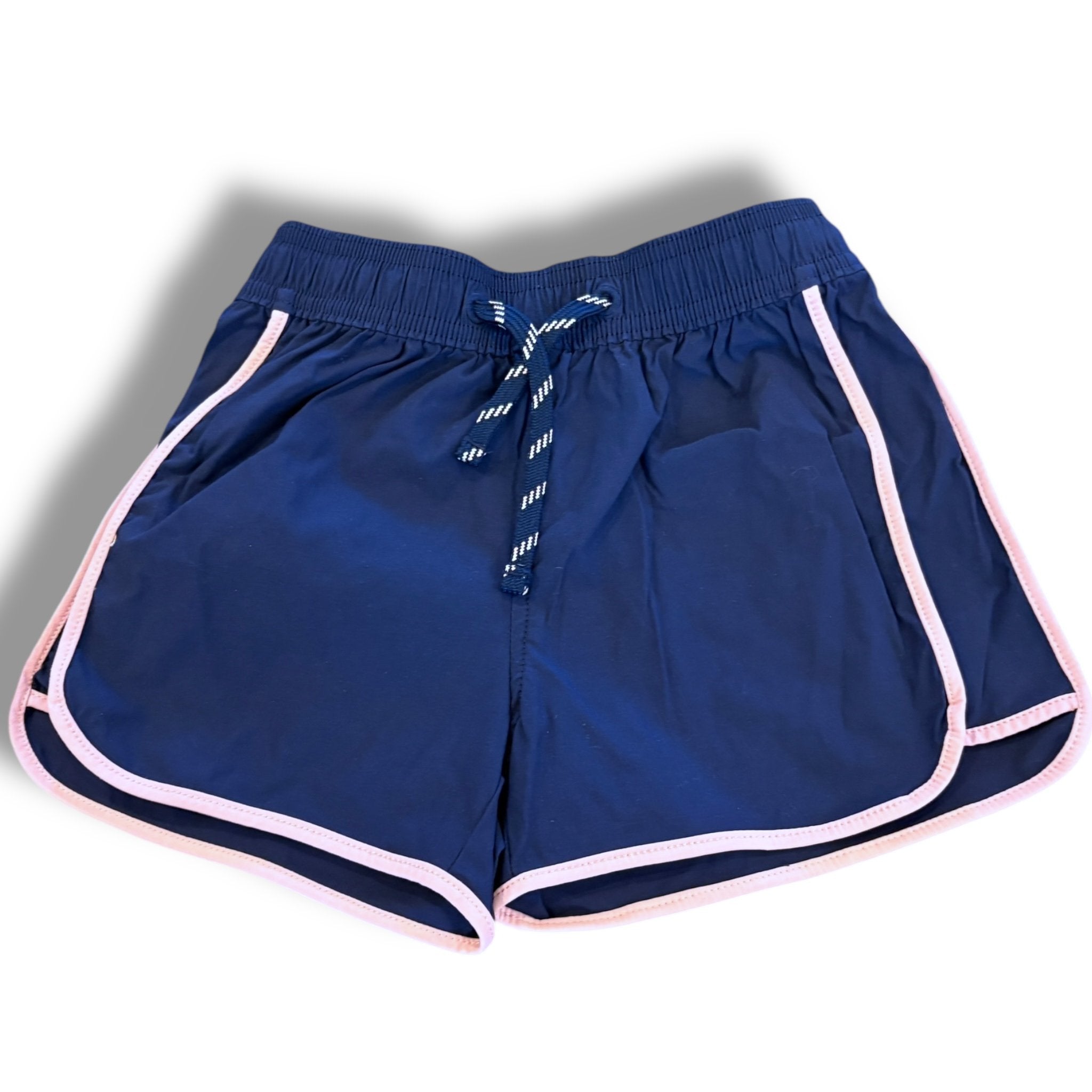 Size 6 Crewcuts navy performance shorts, pink trim Default Title / 6 / Girl
