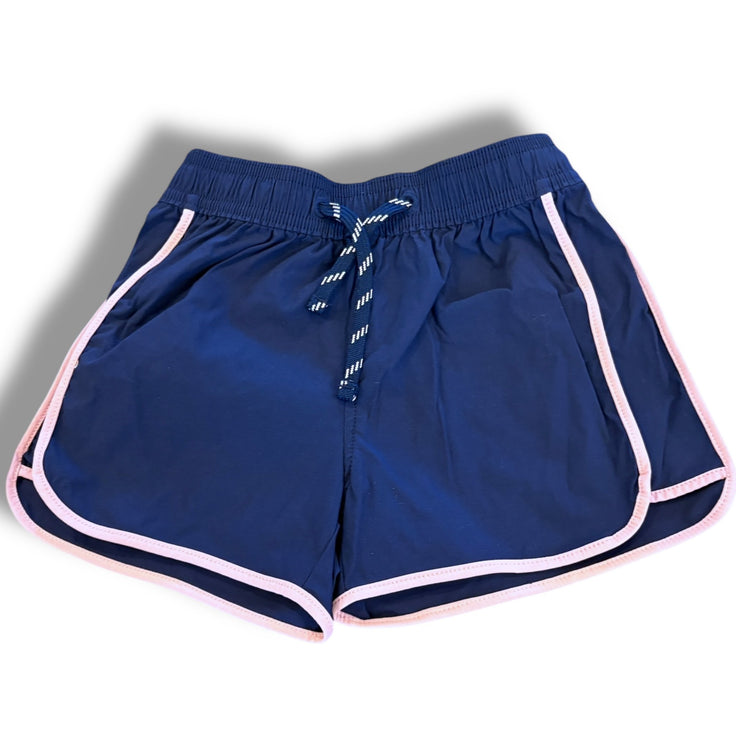 Size 6 Crewcuts navy performance shorts, pink trim Default Title / 6 / Girl