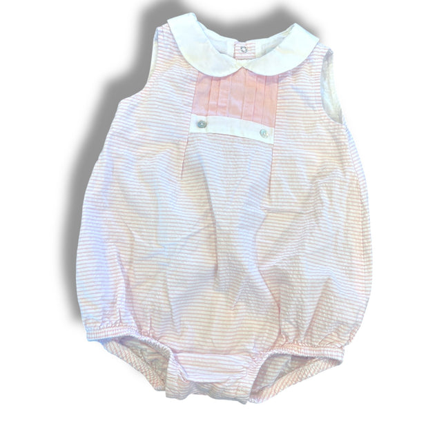 Size 9 month Laranjinha pink/white seersucker bubble with collar Default Title / 9 month / Girl