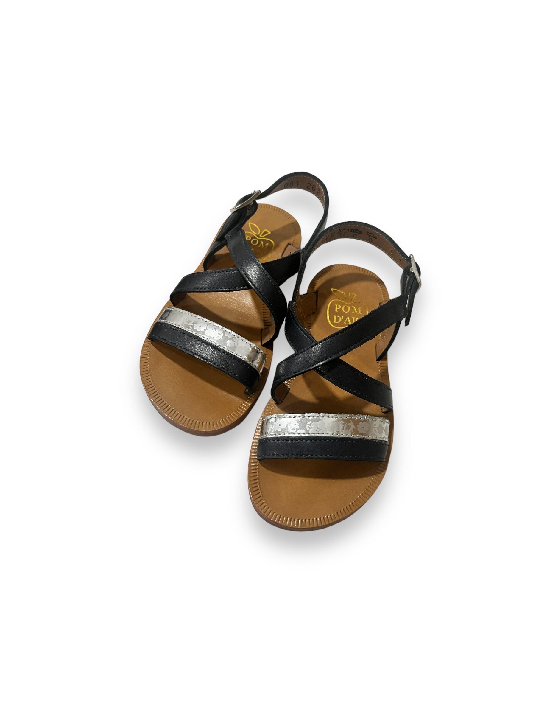 Size (26) 9.5 Pom D'Api navy and silver sandals- like new Default Title / 26 / -