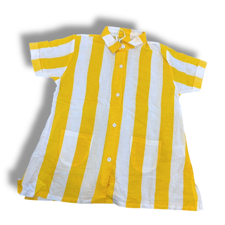 Size 4 Hugo loves tiki yellow/white stripe shirt dress Default Title / 4 / Girl