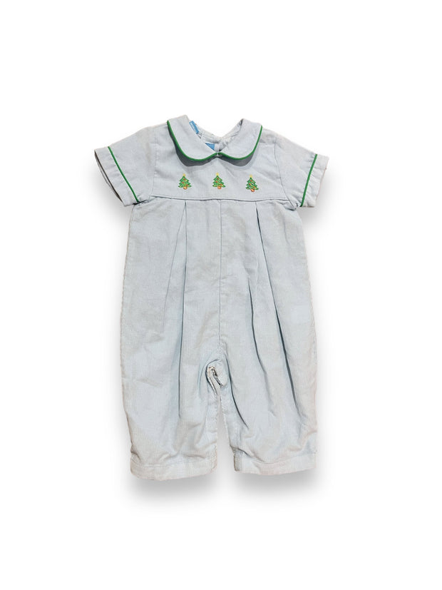 Size 9m Anavini blue corduroy longalls with Christmas trees Default Title / 9 month / Boy