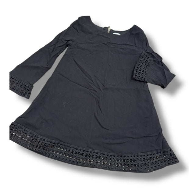 SIze 5-6 Black long sleeve dress with eyelet trim at cuff and hem Default Title / 6-May / Girl