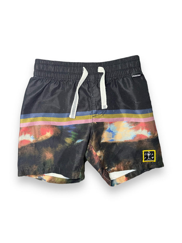 Size 4 Munster multcolor black pull on performance shorts with stripes Default Title / 4 / Boy