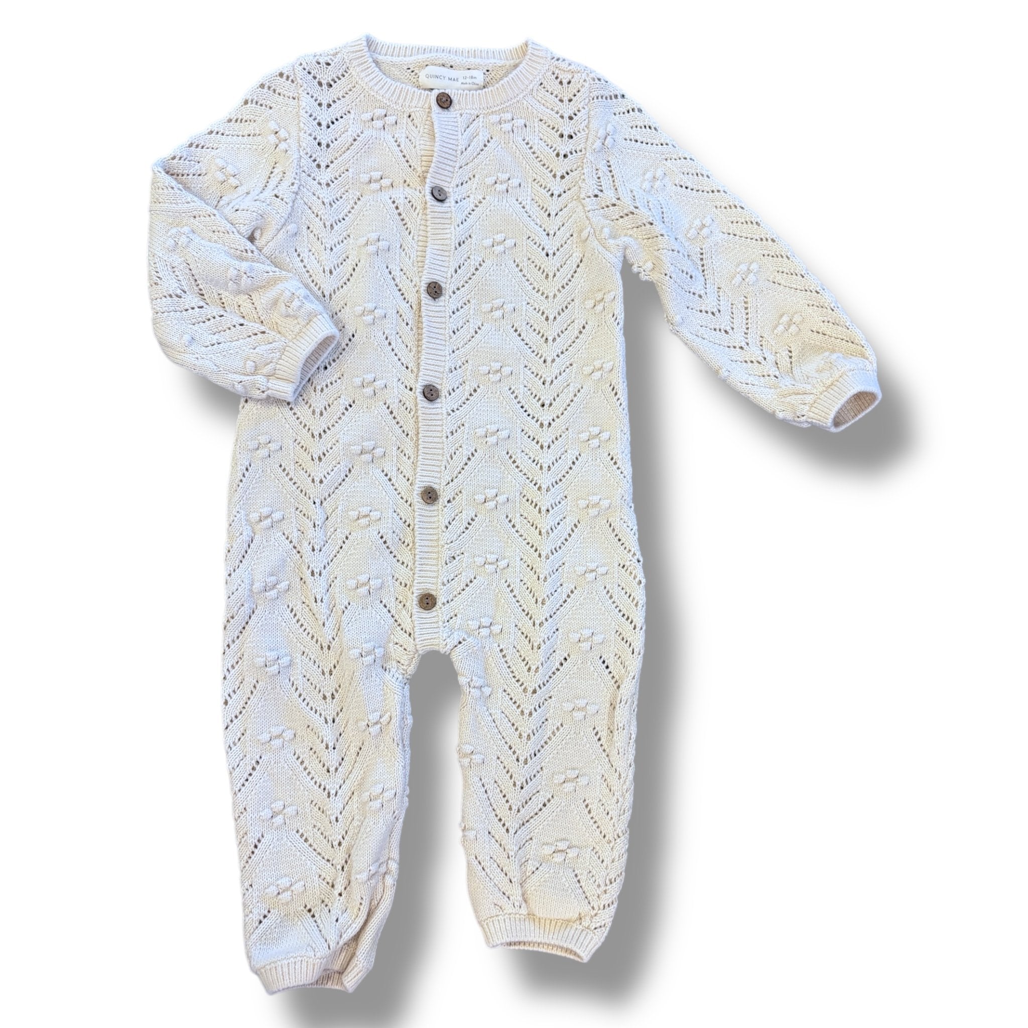 Size 12-18 month Quincy mae cream sweater romper Default Title / 12-18 month / Girl