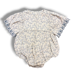 Size 18-24 month Rylee and Cru tan white bubble with blue flowers and eyelit sleeves Default Title / 18-24 month / Girl