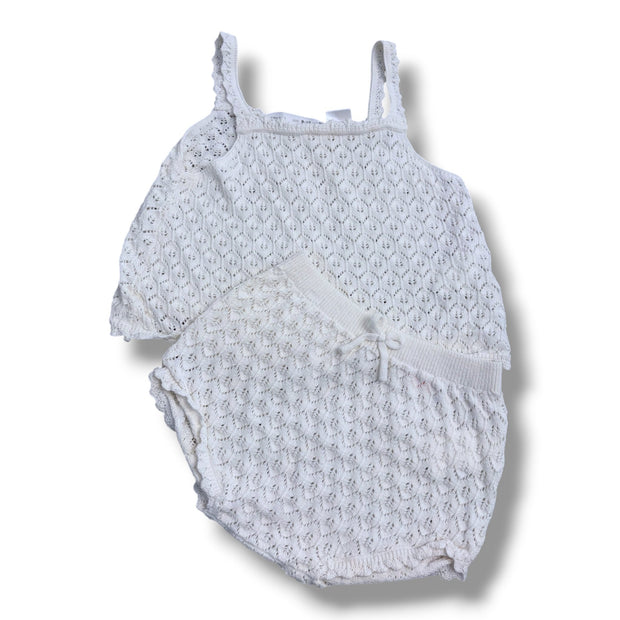 Size 9-12 month Zara cream knit tank and bloomer set Default Title / 9-12 month / Girl