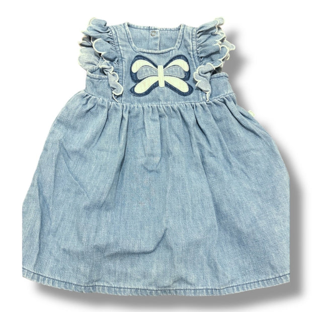 Size 18 month Stella McCartney light denim tank dress with butterfly Default Title / 18 month / -