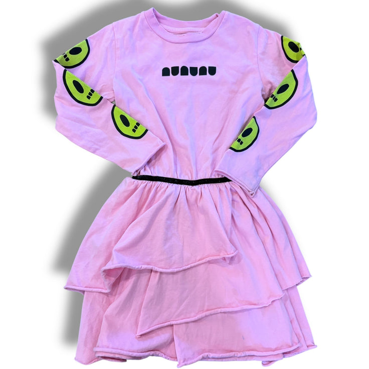 Size 4-5 Nuu nuu pink knit dress with smiley faces Default Title / 5-Apr / Girl