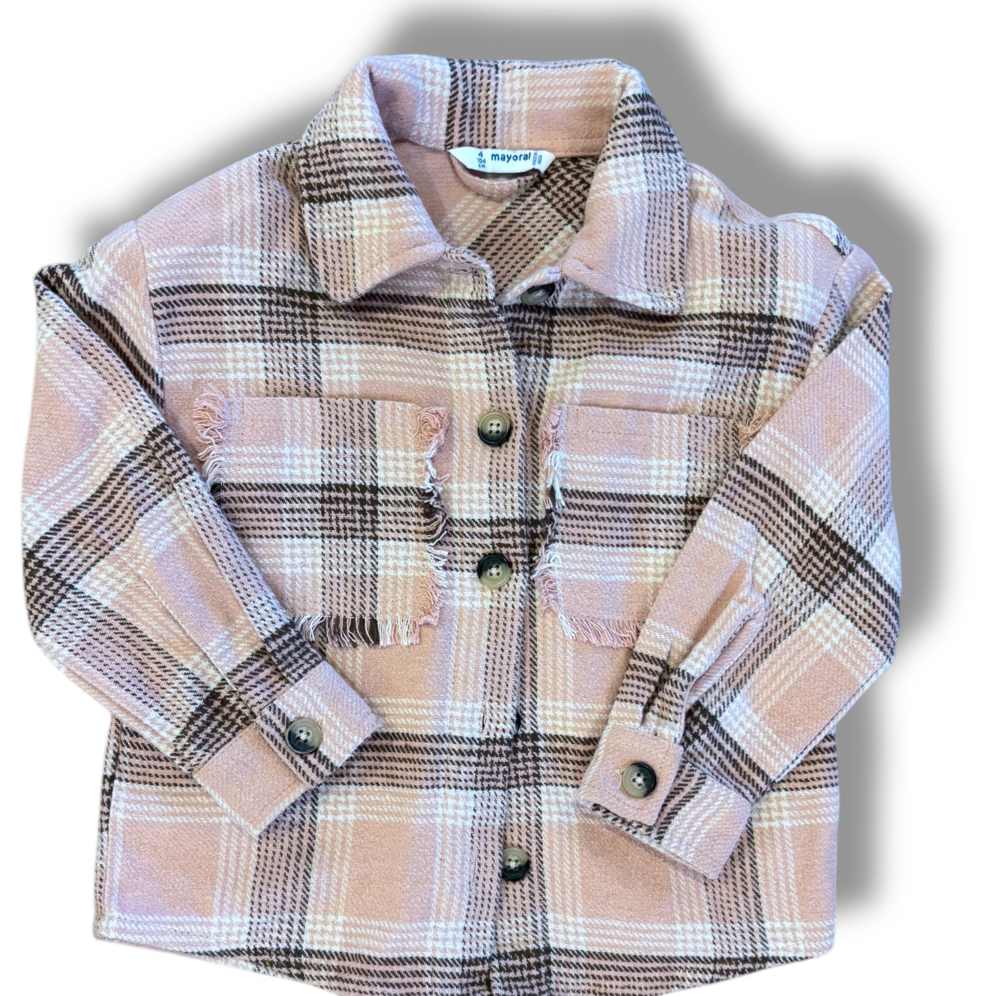 Size 4 Mayoral dusty pink plaid flannel button up Default Title / 4 / Boy