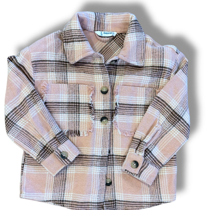 Size 4 Mayoral dusty pink plaid flannel button up Default Title / 4 / Boy
