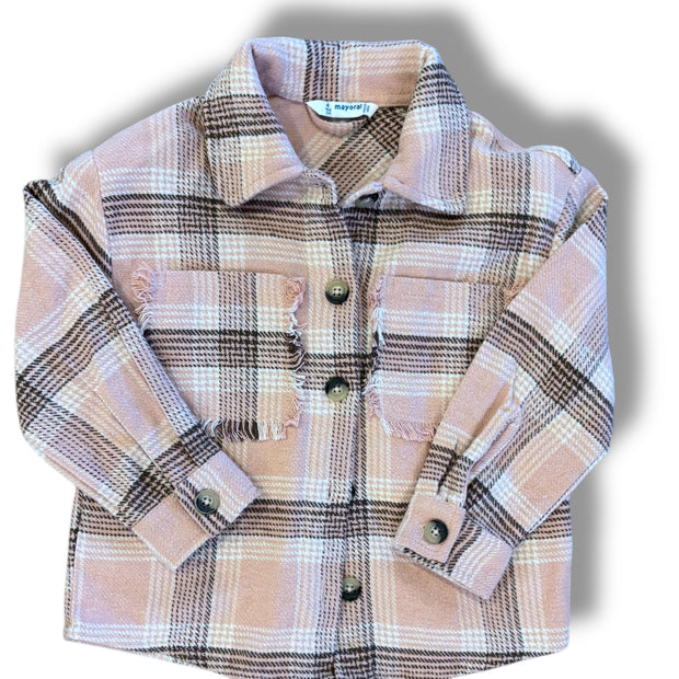 Size 4 Mayoral dusty pink plaid flannel button up Default Title / 4 / Boy