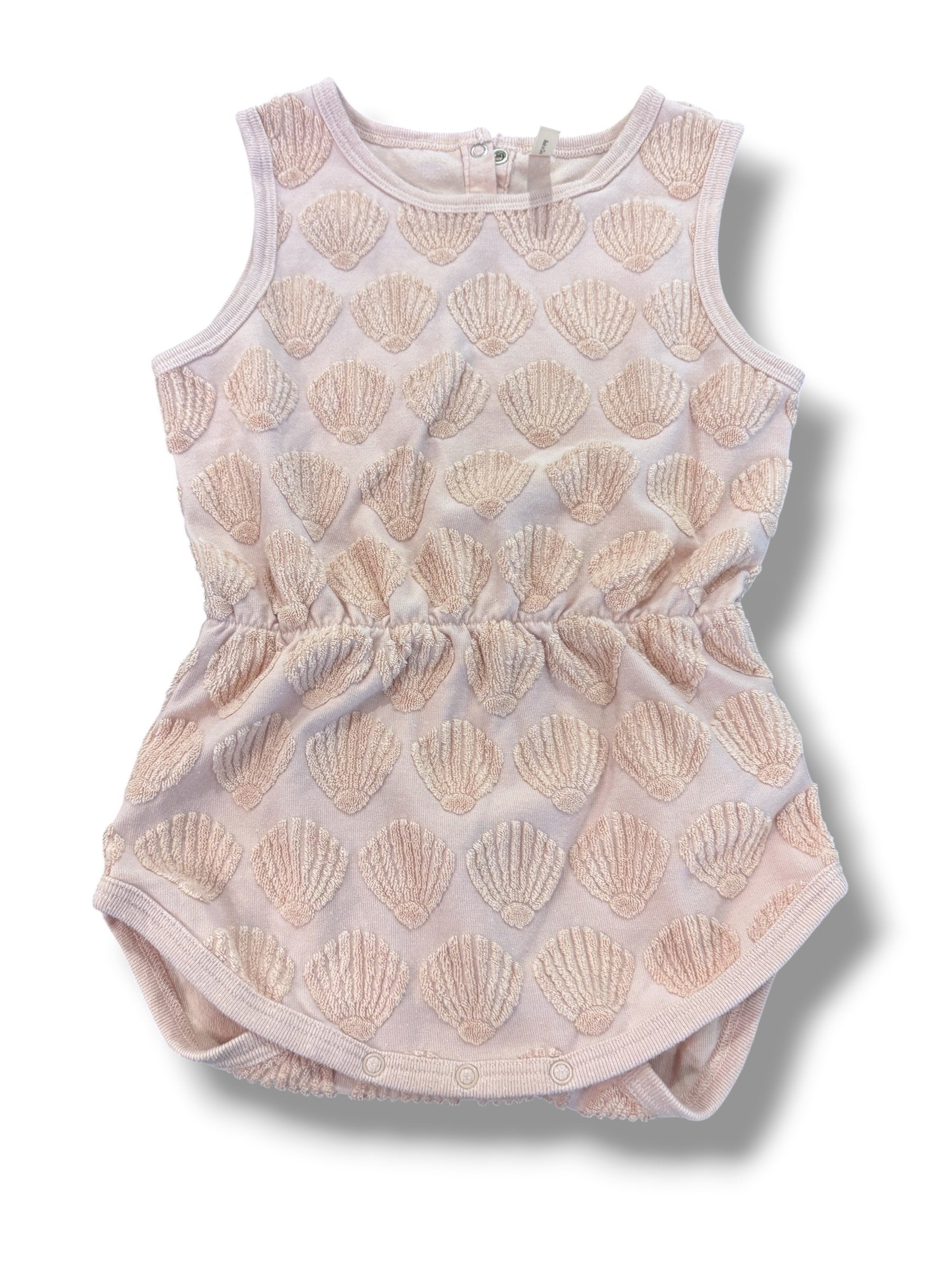 Size 18-24 month Rylee + Cru dusty pink romper w/ terry cloth seashells Default Title / 18-24 month / Girl