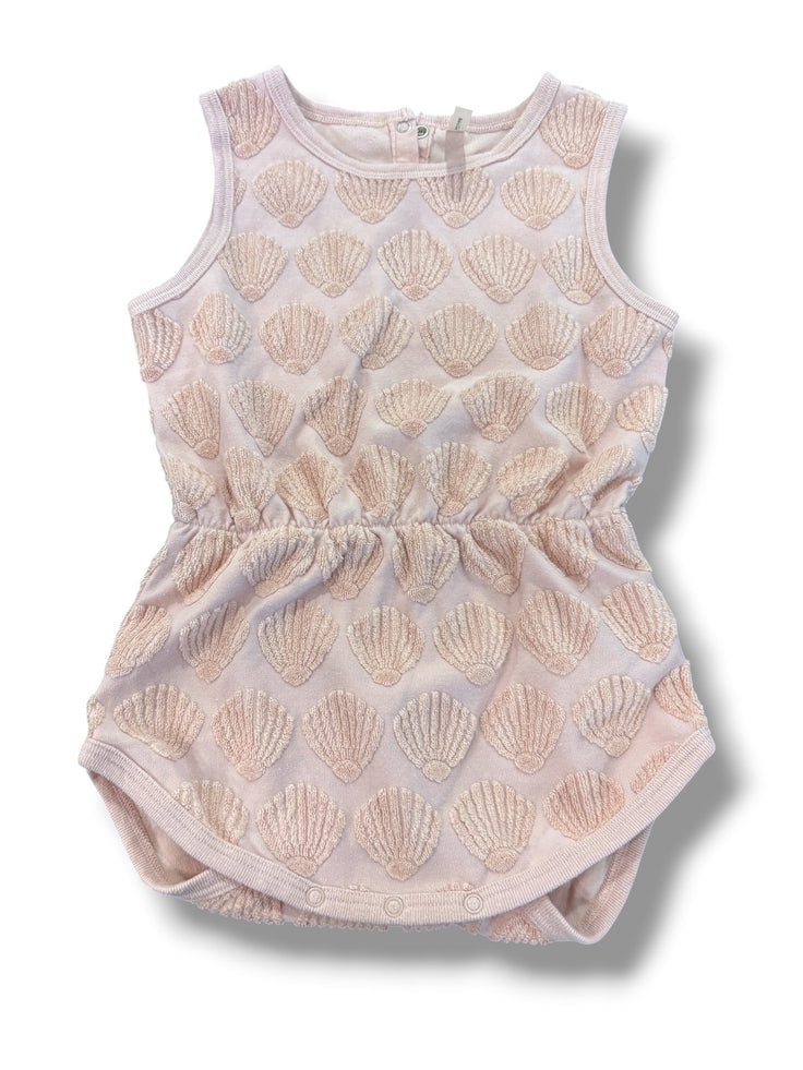 Size 18-24 month Rylee + Cru dusty pink romper w/ terry cloth seashells Default Title / 18-24 month / Girl