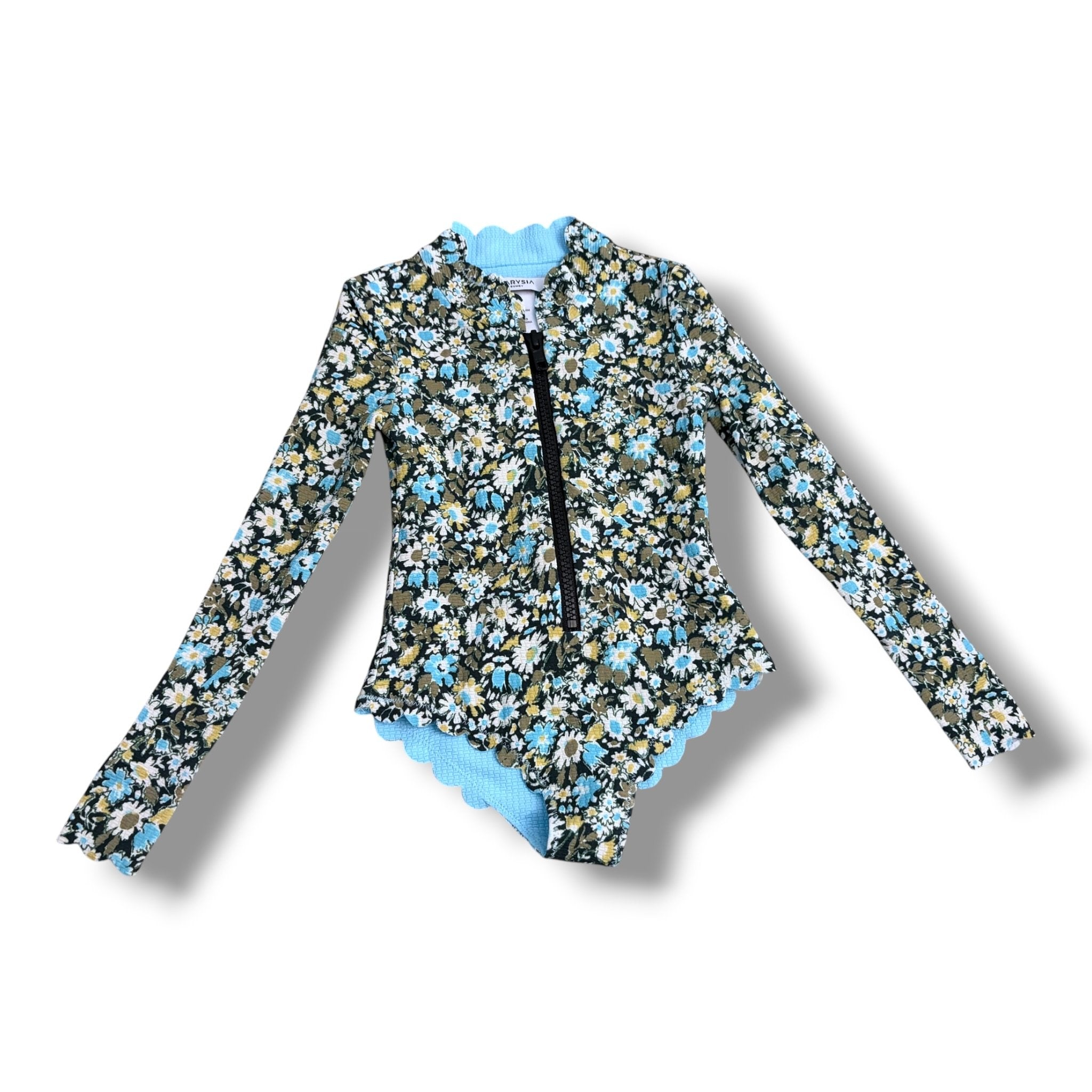 Size 1 Marysia Bumby green and blue floral rashguard one piece (retail over $100) Default Title / 1 / Girl