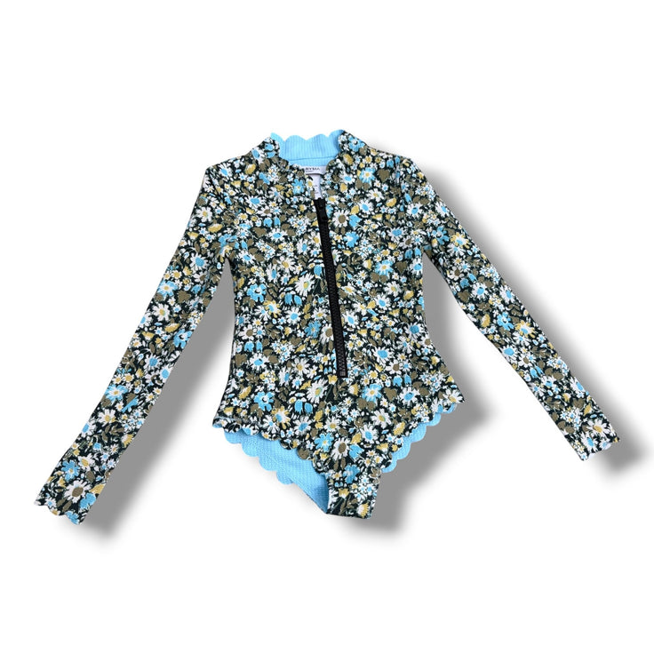 Size 1 Marysia Bumby green and blue floral rashguard one piece (retail over $100) Default Title / 1 / Girl