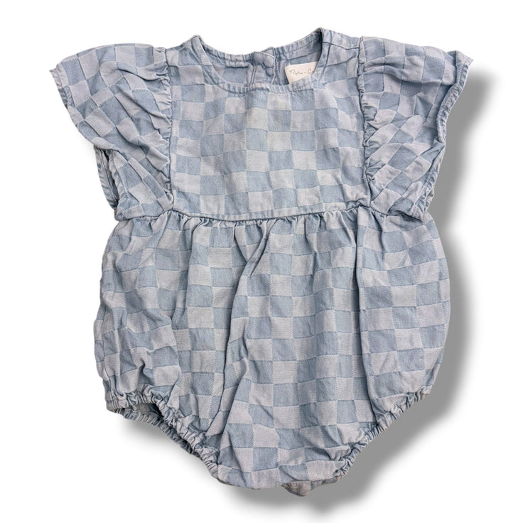 Size 6-12 month Rylee and Cru blue checkered chambray bubble Default Title / 6-12 month / Girl