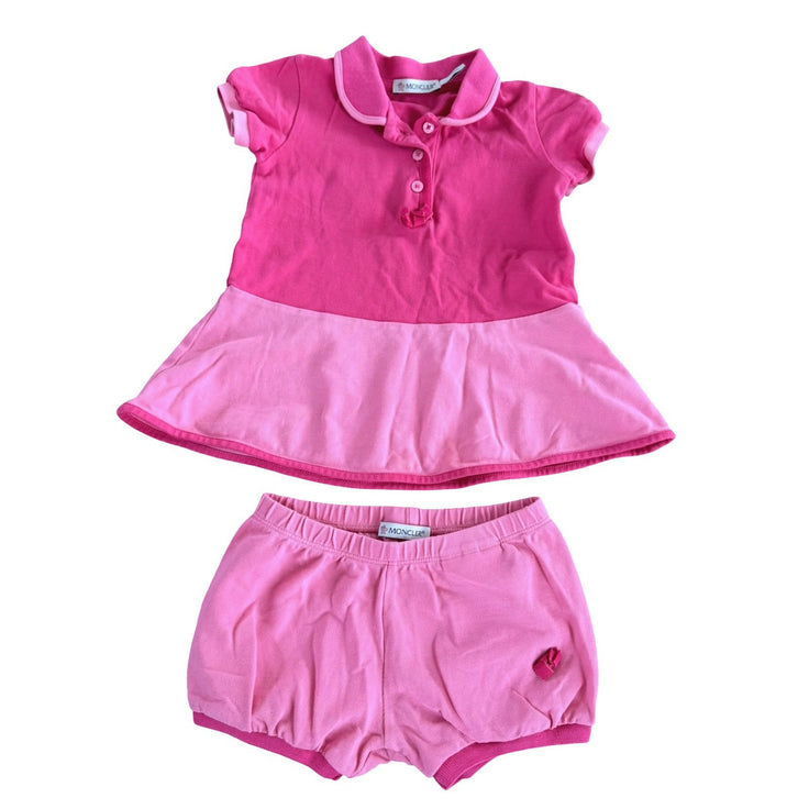 Size 18-24 month Moncler pink and light pink polo with matching shorts Default Title / 18-24 month / Girl