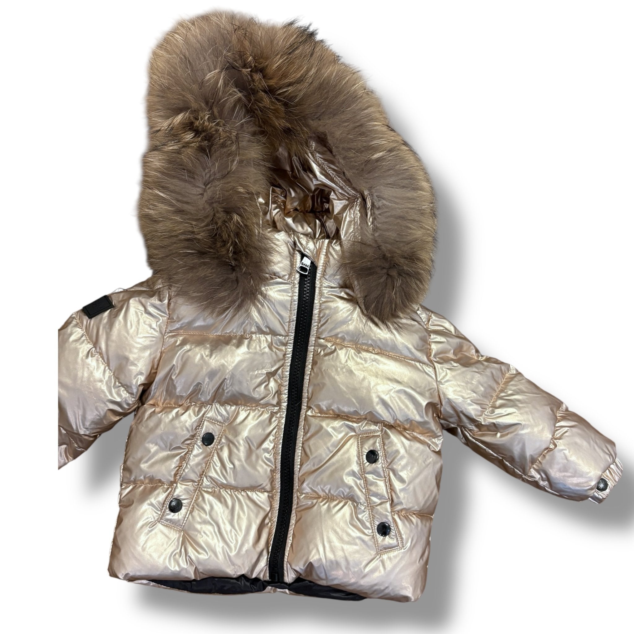 Size 12-18 month SAM. gold puffer coat with fur trim hood Default Title / 12-18 month / Girl