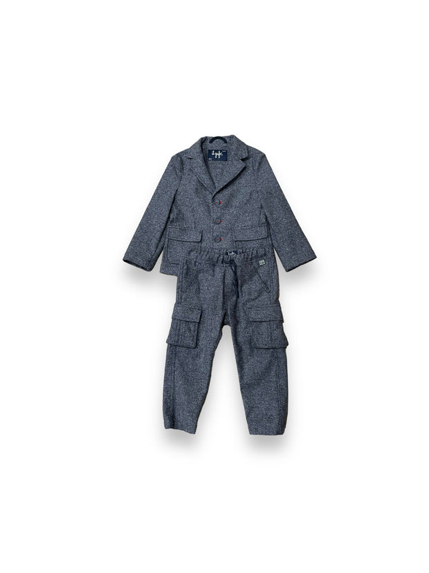 Size 4 il gufo blue/white/red blazer with cargo pants set Default Title / 4 / Boy