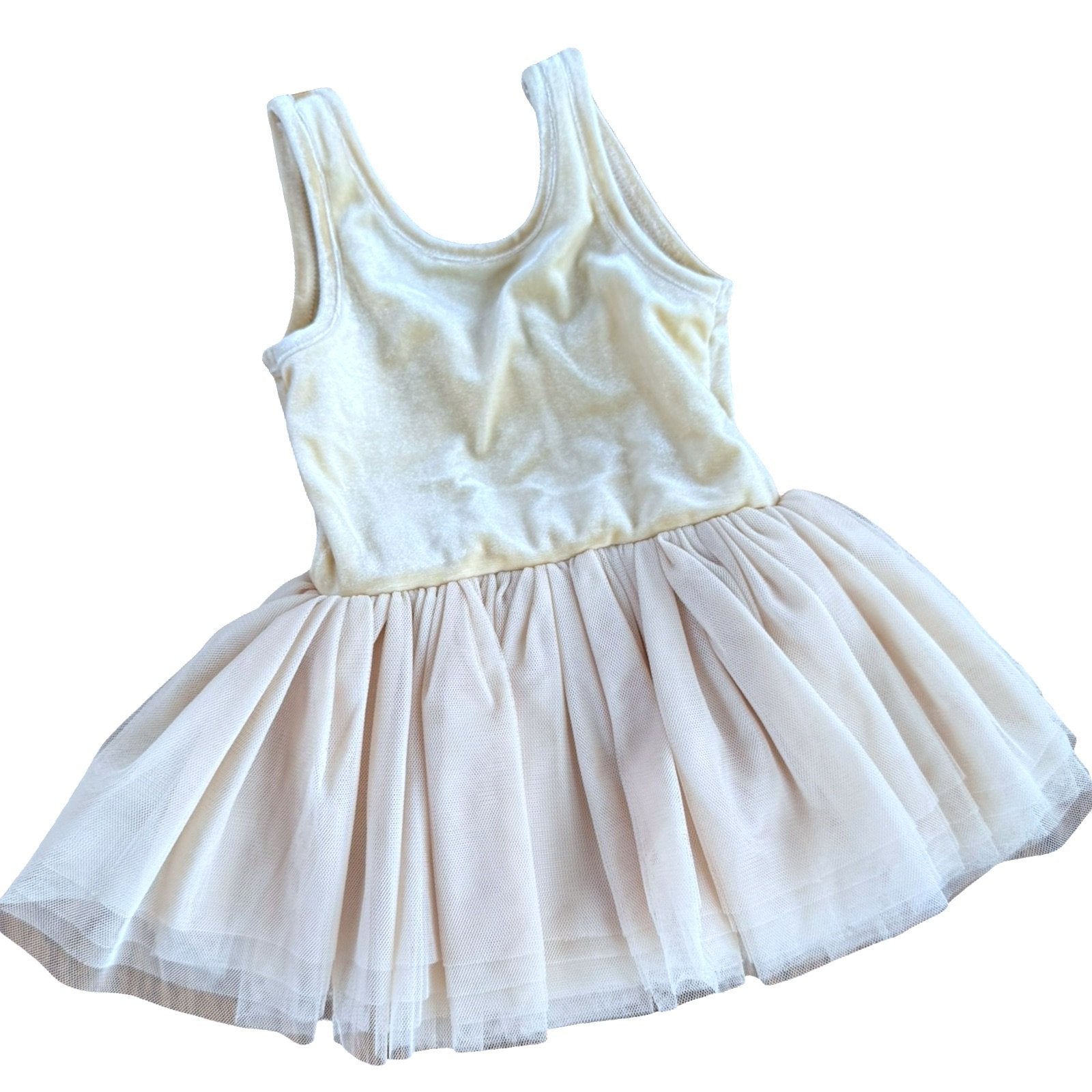 Size 18 month Noralee cream velvet dress with tulle skirt & diaper snaps Default Title / 18 month / Girl