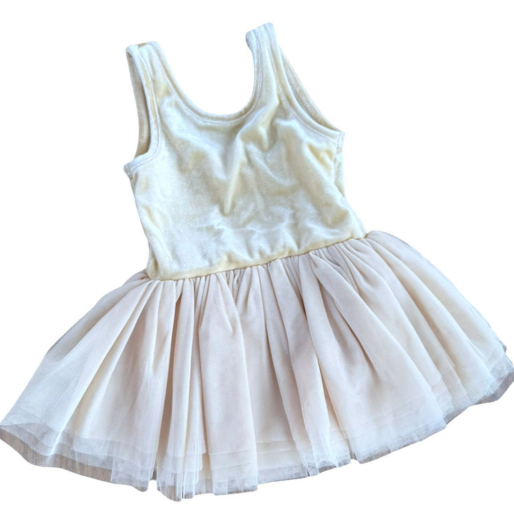 Size 18 month Noralee cream velvet dress with tulle skirt & diaper snaps Default Title / 18 month / Girl