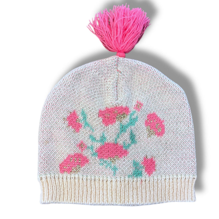 Size 12 month Louise misha tan, pink/gold flowers pink tassle Default Title / 12 / -