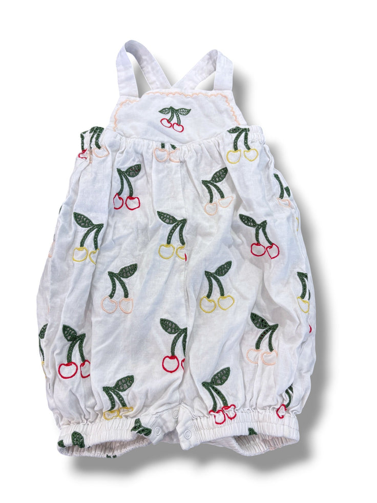 Size 24 month Stella McCartney white linen bubble w/ embroidered red/yellow cherries Default Title / 2 / Girl