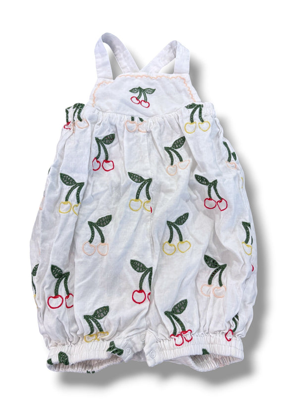 Size 24 month Stella McCartney white linen bubble w/ embroidered red/yellow cherries Default Title / 2 / Girl