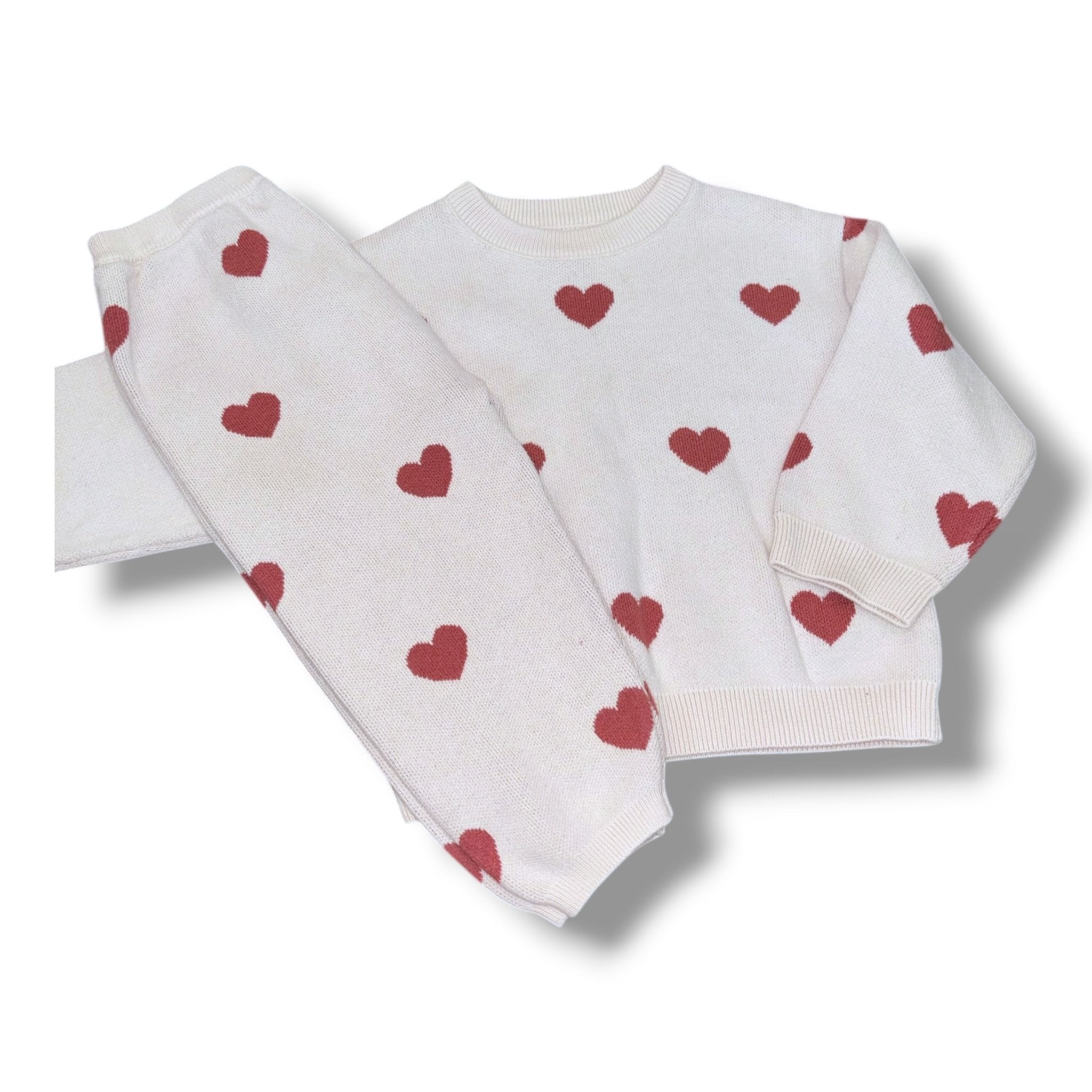 Size 18-24 month Quincy Mae cream sweater/pants set w/ red hearts Default Title / 18-24 month / Girl