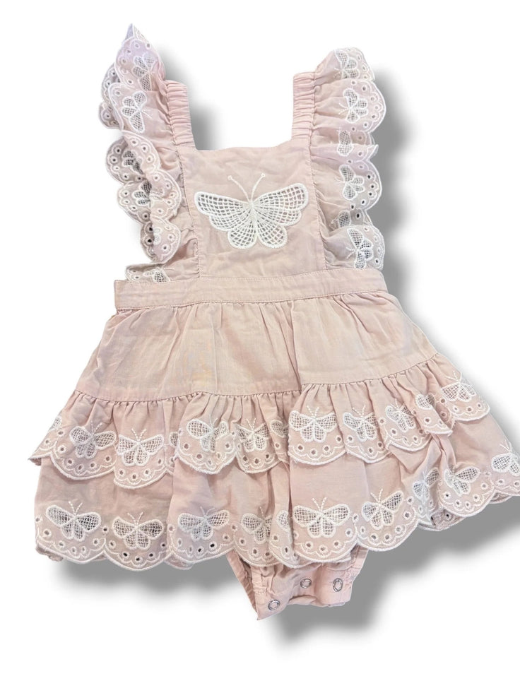 Size 3-6 month Tutu du Mundo pale pink bubble w/ tiered skirt, eyelet butterflies Default Title / 3-6 month / Girl