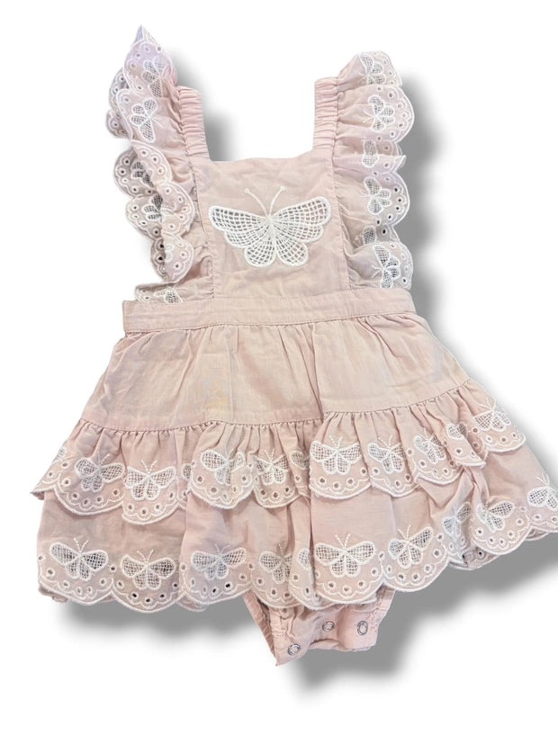 Size 3-6 month Tutu du Mundo pale pink bubble w/ tiered skirt, eyelet butterflies Default Title / 3-6 month / Girl