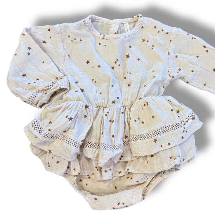 Size 12-18 month Rylee and cru cream and gold star muslin long sleeve bubble dress Default Title / 12-18 month / Girl