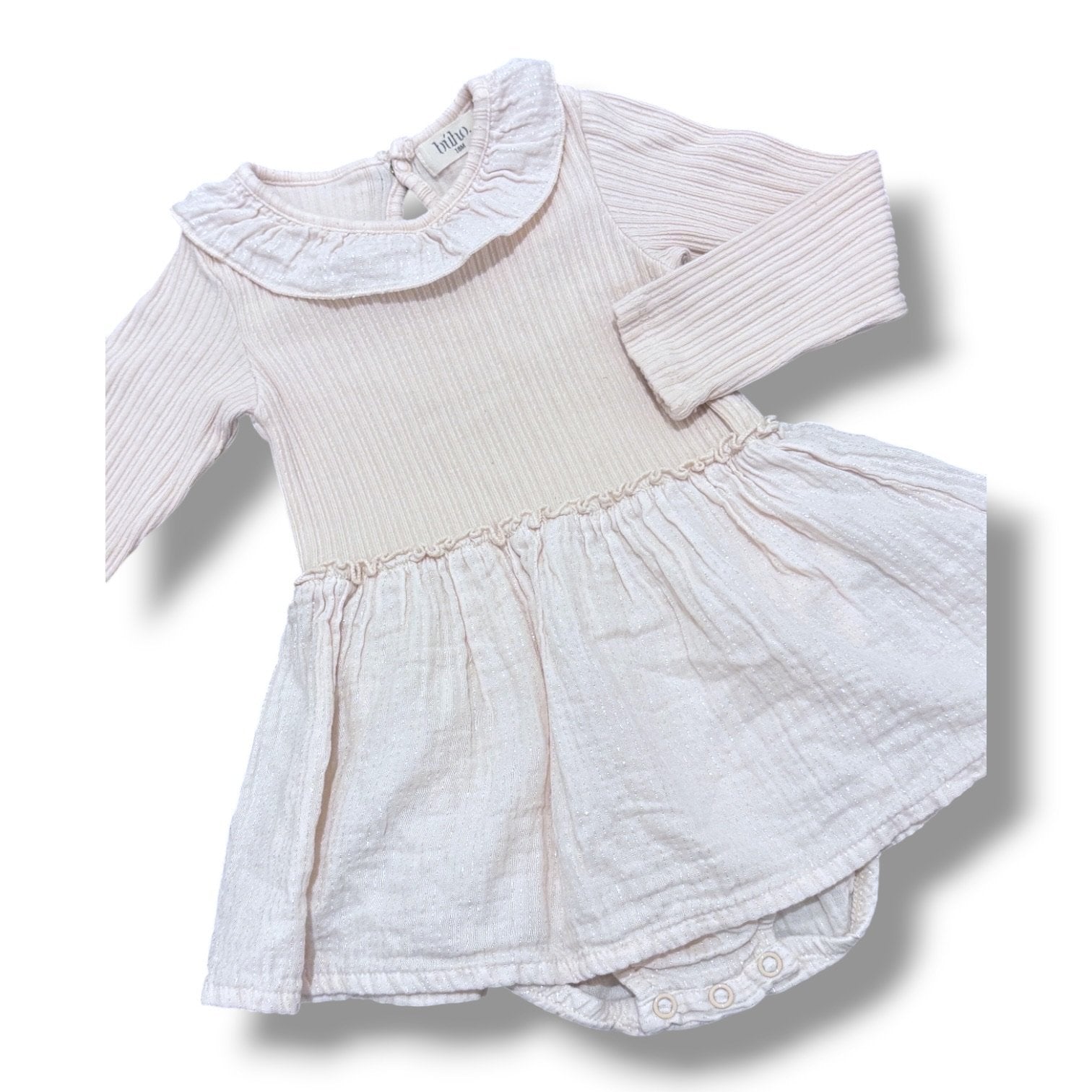 Size 18 month Buho cream dress with metallic detail on skirt Default Title / 18 month / Girl