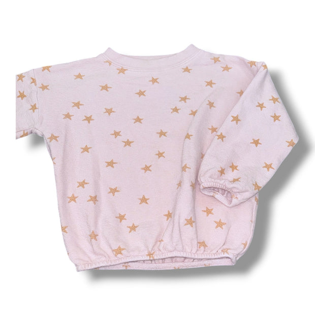 Size 18-24 month Rylee + Cru light pink light weight sweatshirt w/ orange stars Default Title / 18-24 month / Girl