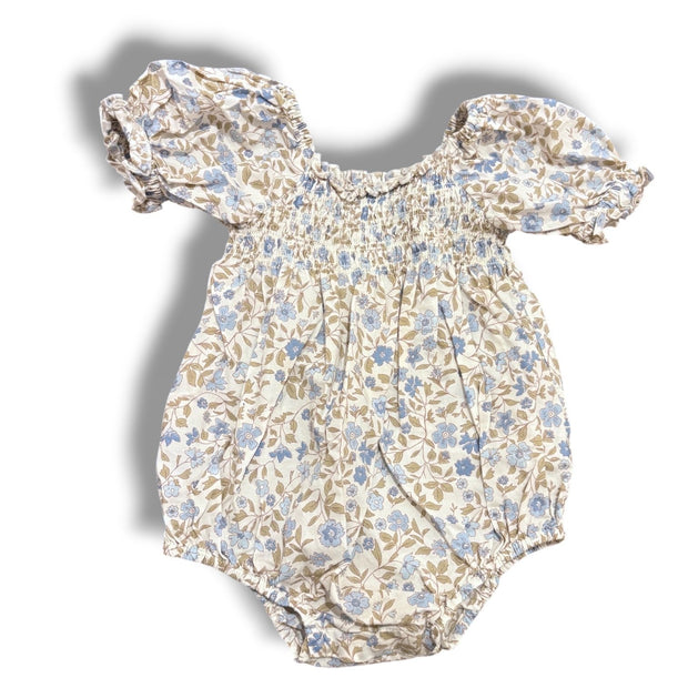 Size 18 month Noralee cream and blue floral bubble with poofy sleeves Default Title / 18 month / Girl