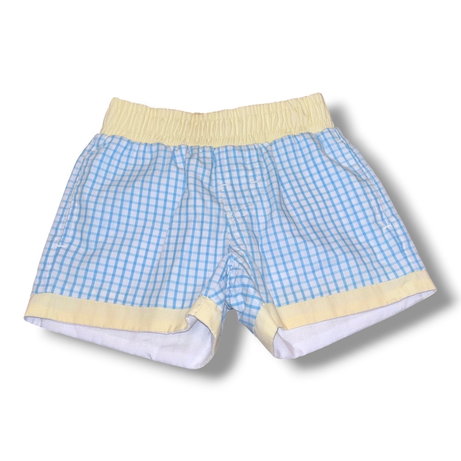 Size 18-24 month TBBC light blue/white check short w/ yellow trim Default Title / 18-24 month / -