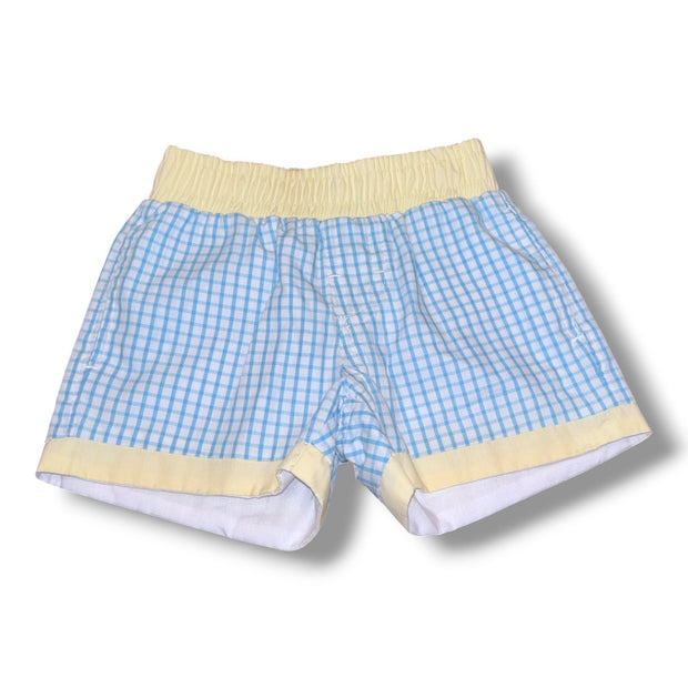 Size 18-24 month TBBC light blue/white check short w/ yellow trim Default Title / 18-24 month / -