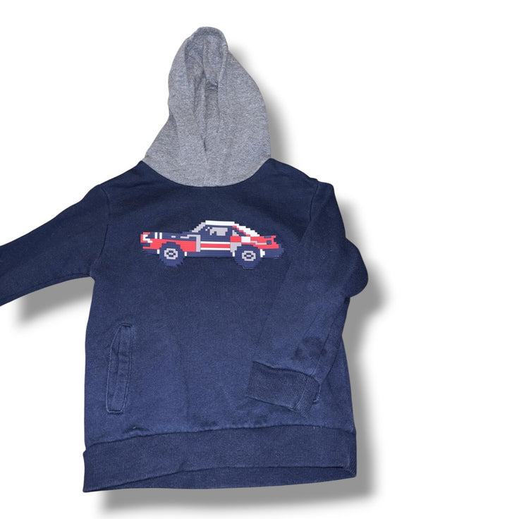 Size 3 Mayoral navy hoodie w/ gray hood, RWB rubber car applique Default Title / 3 / Boy