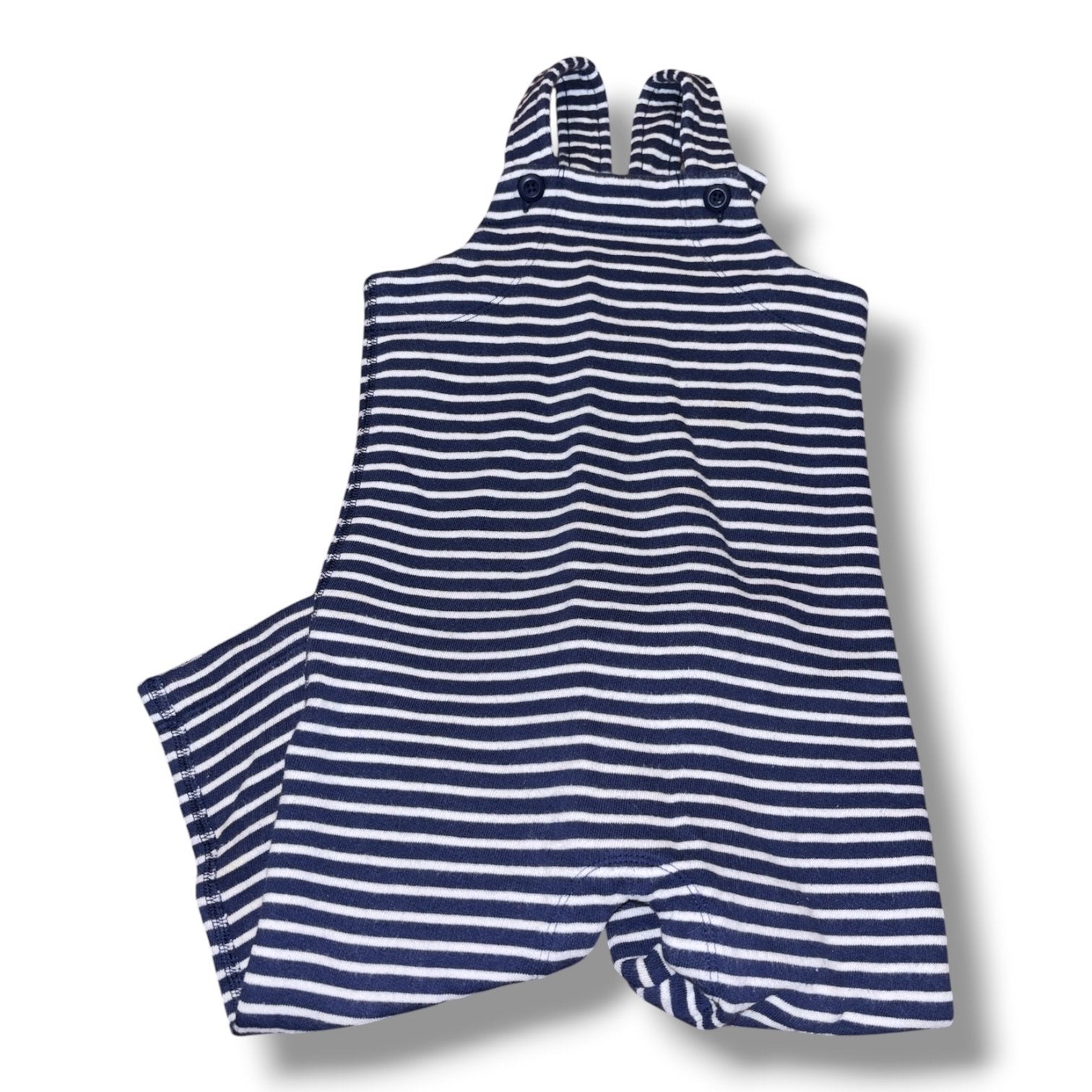 Size 2T Moon & Back Hanna Andersson navy/white striped knit overalls Default Title / 2 / Boy