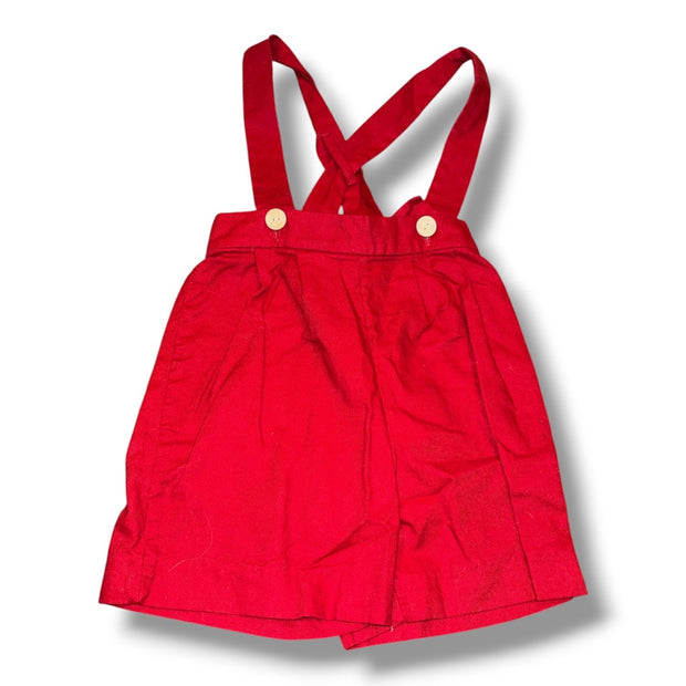 Size 2T Little English red shorts w/ suspenders, wooden buttons Default Title / 2 / Boy
