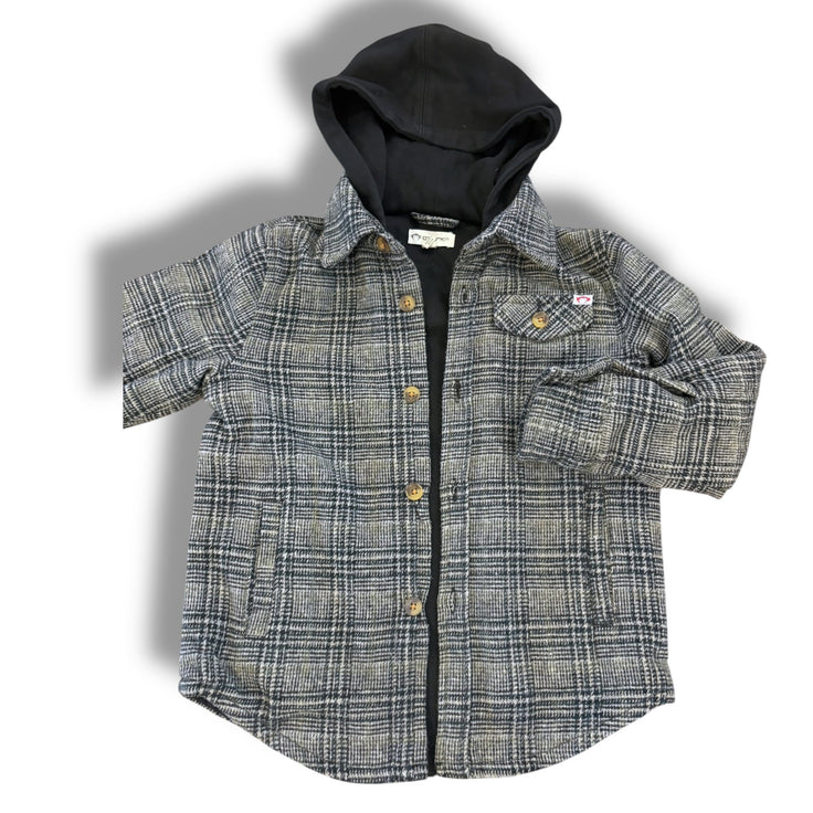 Size 5 Appaman grey/black plaid jacket with black knit hood, lining Default Title / 5 / Boy